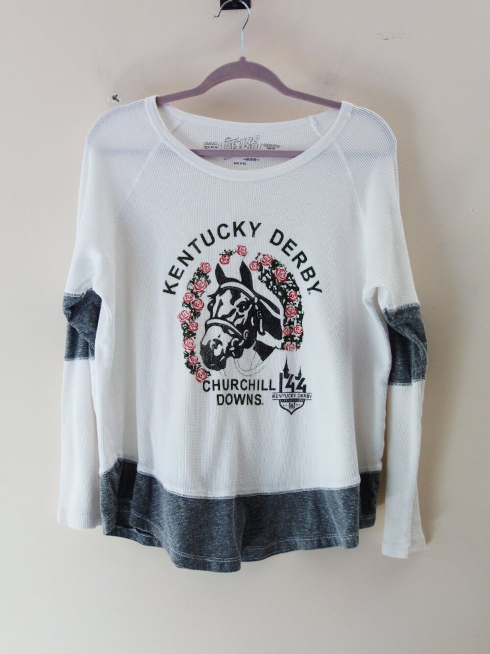 Kentucky derby The Original Retro Brand 100% Cotton Waffle Knit Shirt (M)